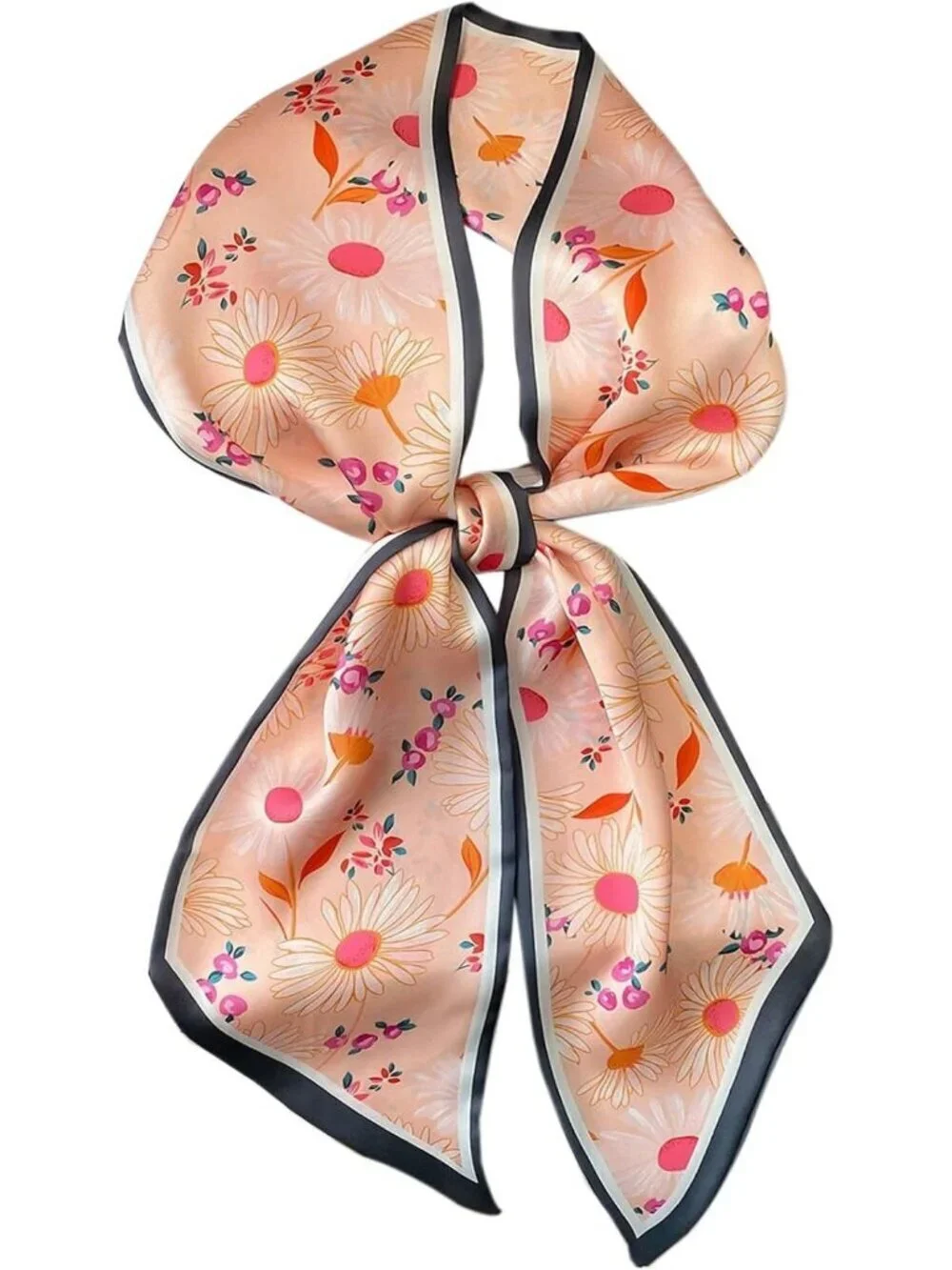 Women's Pink Sunflower Stylish Satin Headscarf Wrap Lightweight Scarves Scarf